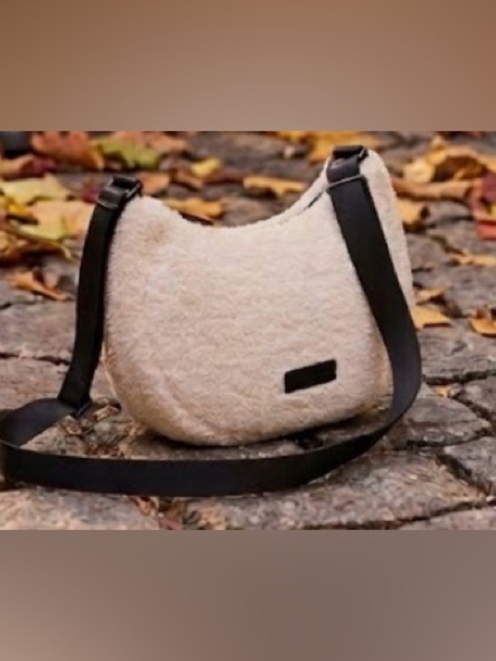 Athleta Cream and Black Sherpa Crossbody Bag/Small to Medium